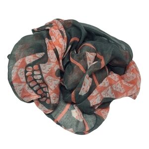 Unbranded | Women's Pink and Green Skulls Printed Oversized Scarf (One Size)
